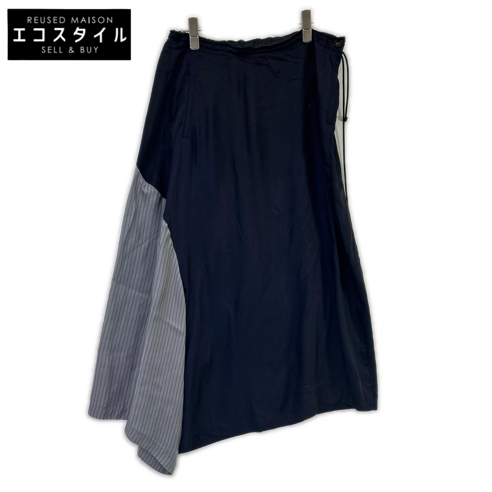 Y's　ワイズ　YH-P22-828 ネイビー CUPRO ASYMMETRIC PANTS WITH GATHERED WAIST　2