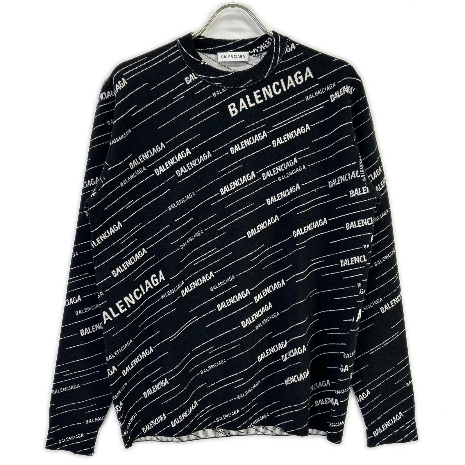 バレンシアガ BALENCIAGA 559078 T1524 ニット BALENCIAGA バレンシアガ 559078 T1524 ブラック ロゴニット プル