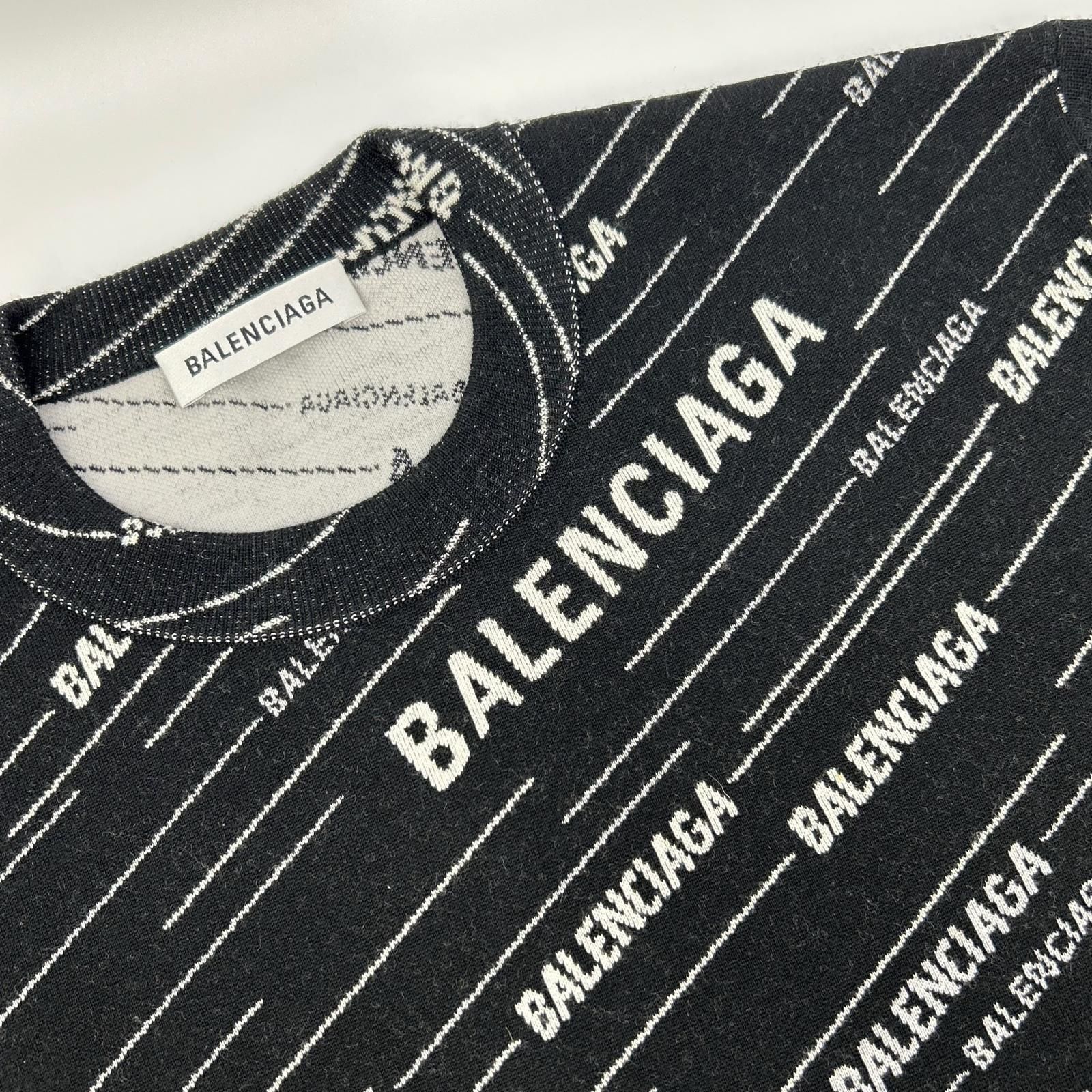 BALENCIAGA バレンシアガ 559078 T1524 ブラック ロゴニット プル
