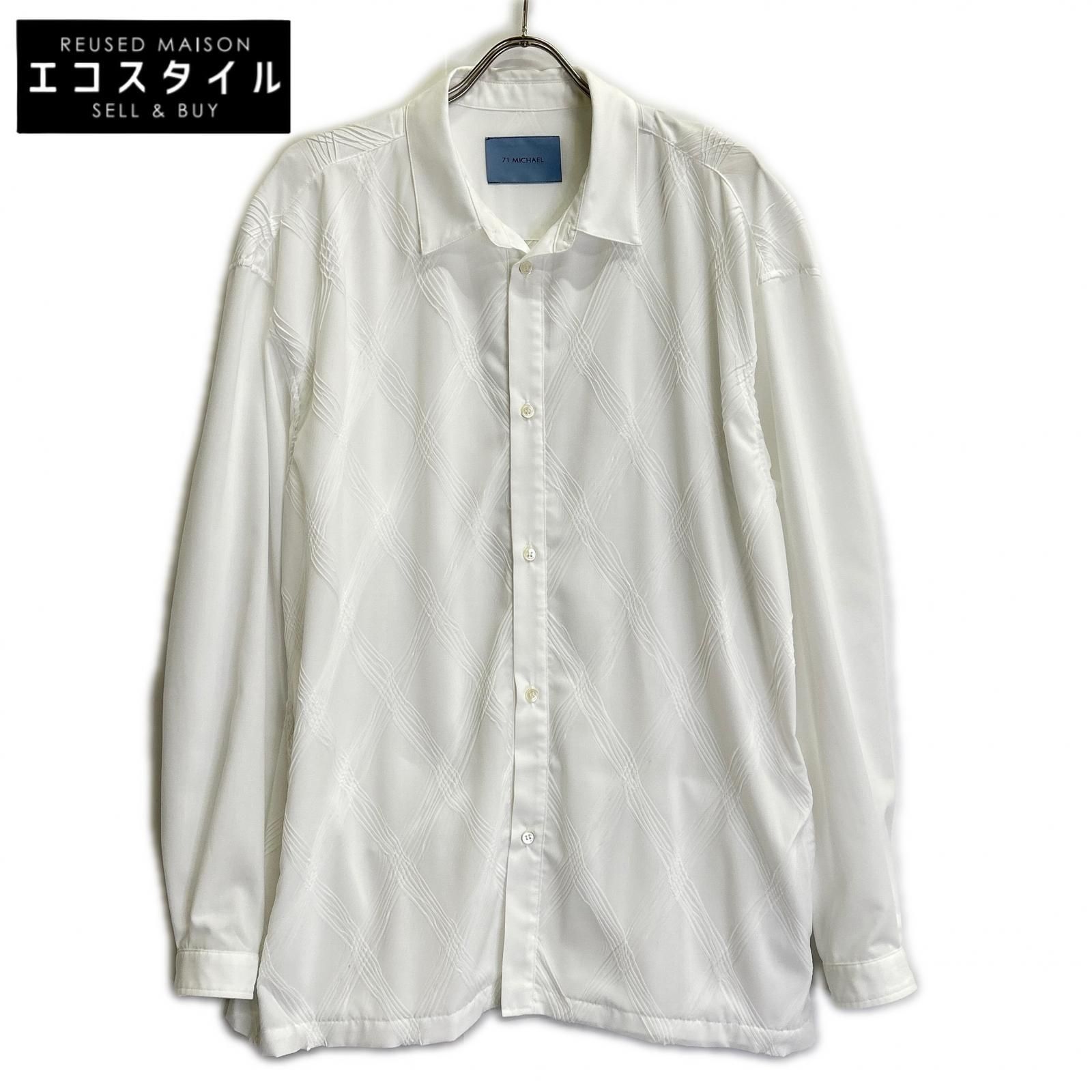71 MICHAEL　ミシェル　ホワイト プリーツ加工 オーバーサイズ シャツ　M