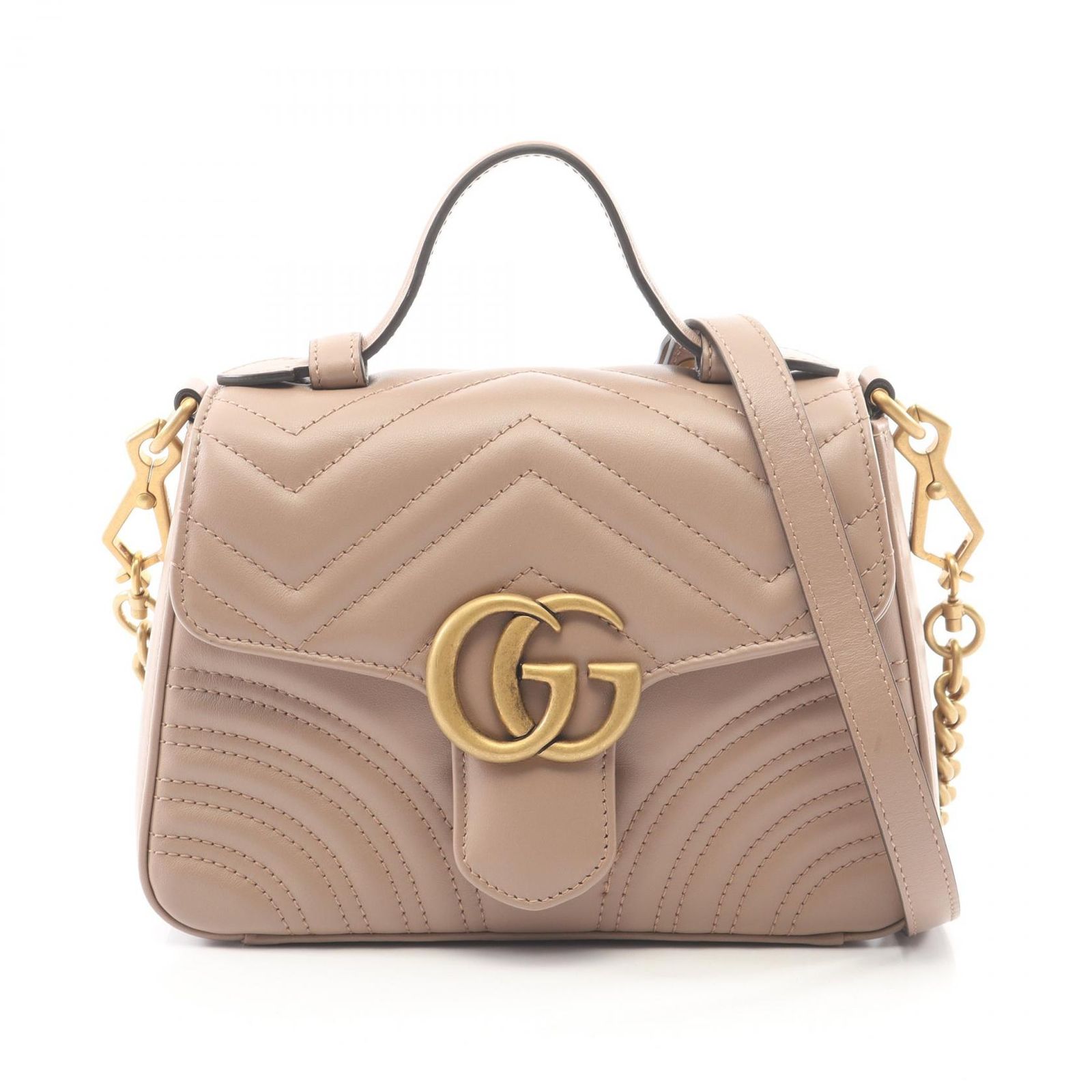 グッチ GUCCI ショルダーバッグ ミニ トップハンドルバッグ GGマーモント 2WAY 547260 ピンクベージュ レザー GGマーモント ミニ トップハンドルバッグ レディース