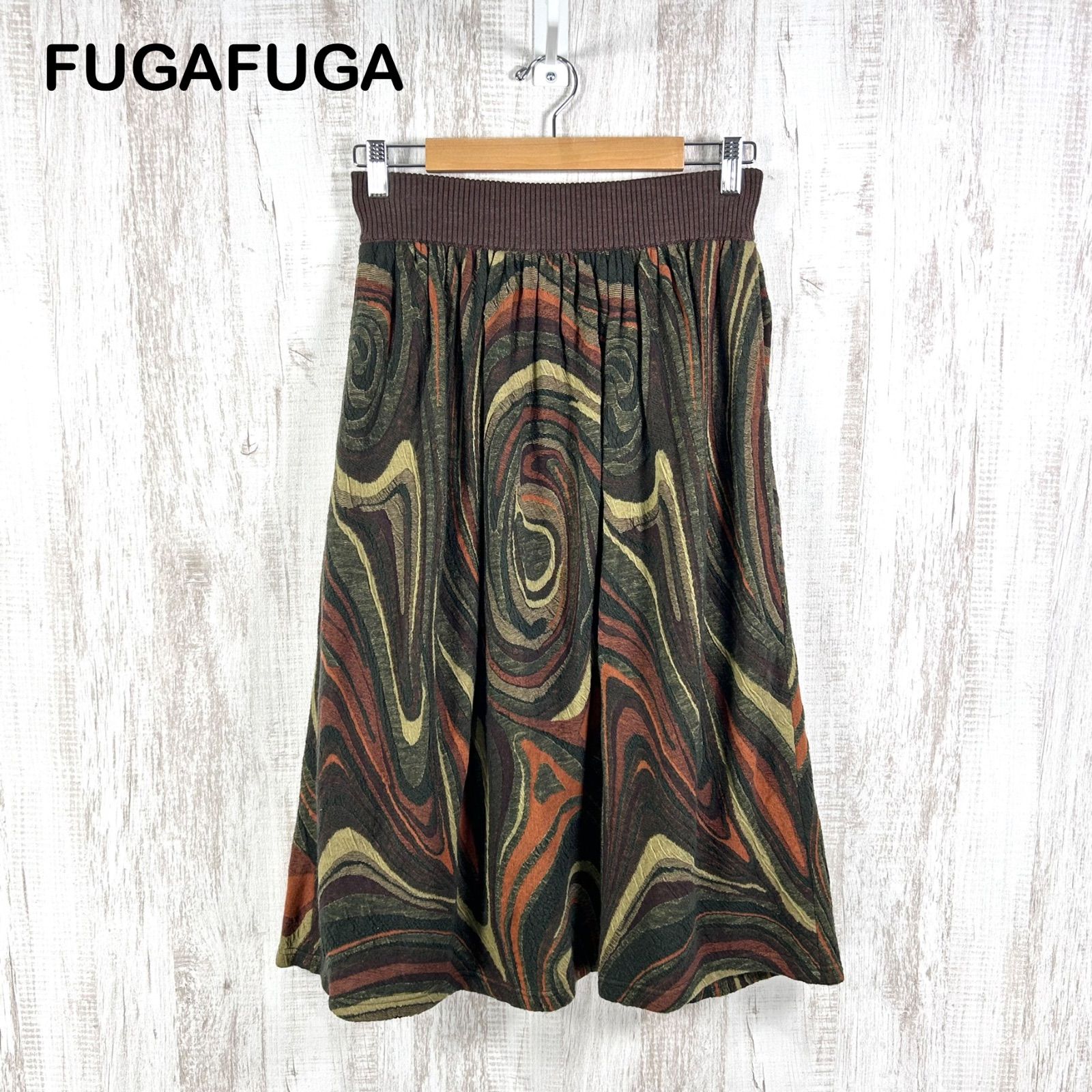 新品未使用 美品 FUGA FUGA フーガフーガ アート総柄 ウール フレアスカート 佐藤繊維 10,150円
