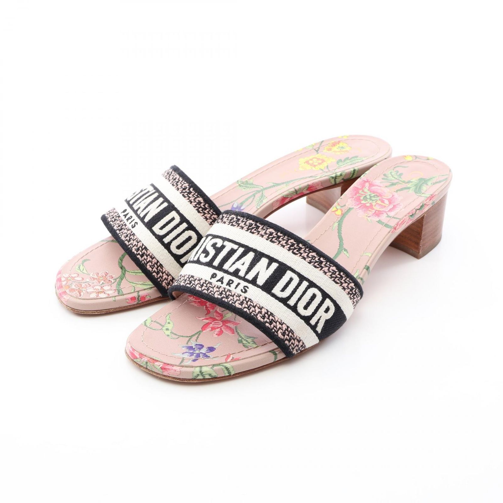 ディオール Dior ミュール Dway 花柄 キャンバス サンダル レディース Used A