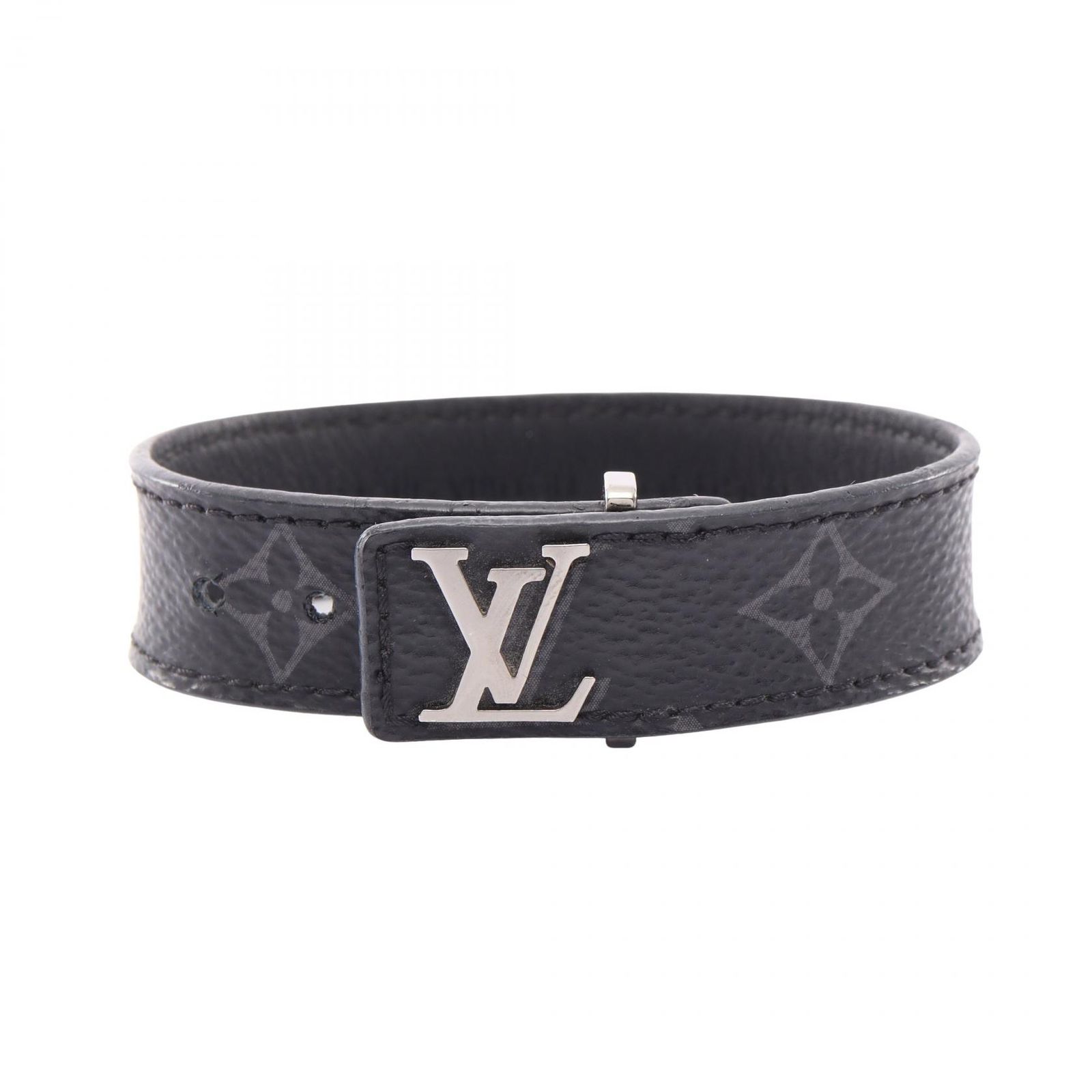 ルイ・ヴィトン LOUIS VUITTON ブレスレット ブラスレ LVスリム モノグラムエクリプス M6456 レザー ブレスレットLVスリム メンズ Used A