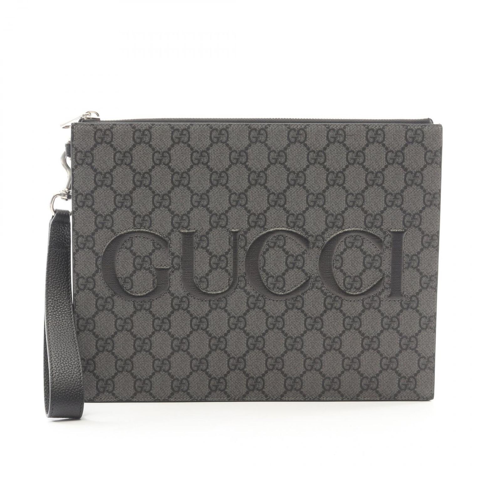 グッチ GUCCI セカンドバッグ クラッチバッグ GGスプリーム 768374 グレー/ブラック PVCコーティングキャンバス レザー GGスプリーム クラッチバッグ メンズ Used A 58,190円