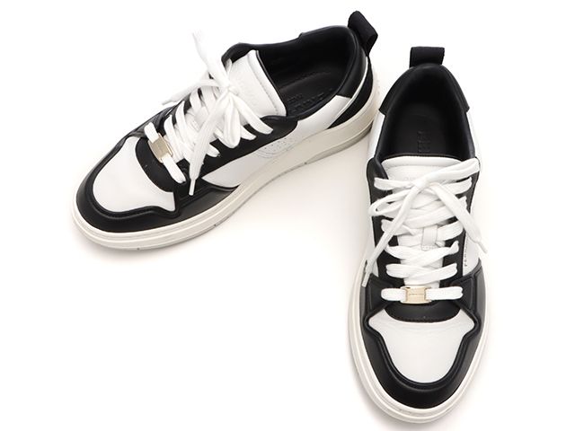 Salvatore Ferragamo サルヴァトーレフェラガモ スニーカー/6ハーフ/ホワイト/ブラック 0770882 スニーカー_x000D_
 レザー ホワイト メンズ【中古】432 Salvatore Ferragamo サルヴァトーレフェラガモ スニーカー/6ハーフ