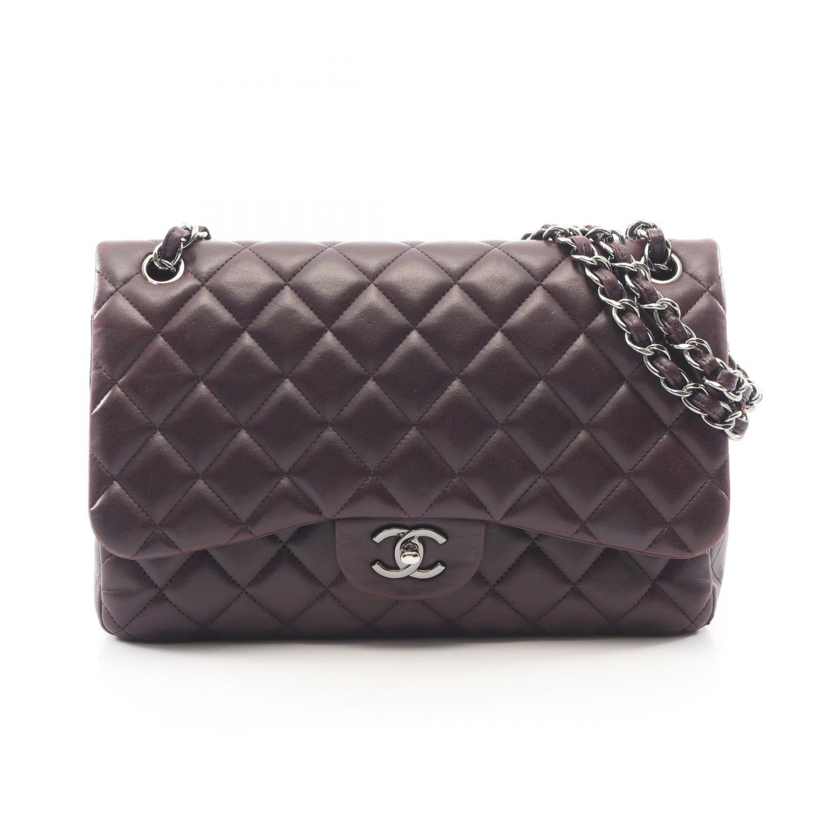 シャネル CHANEL ショルダーバッグ デカマトラッセ30 クラシック ラージ Wフラップ パープル ラムスキン（羊革） デカマトラッセ チェーンショルダー レディース