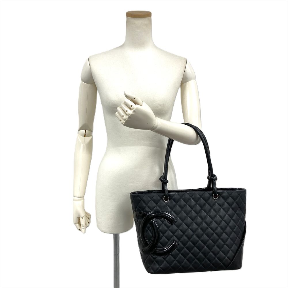 シャネル CHANEL カンボンライン ラージ トートバッグ レザー ブラック