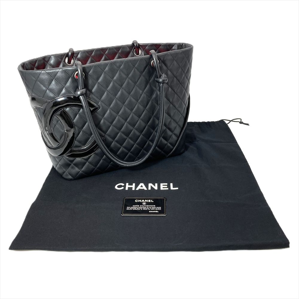 シャネル CHANEL カンボンライン ラージ トートバッグ レザー ブラック