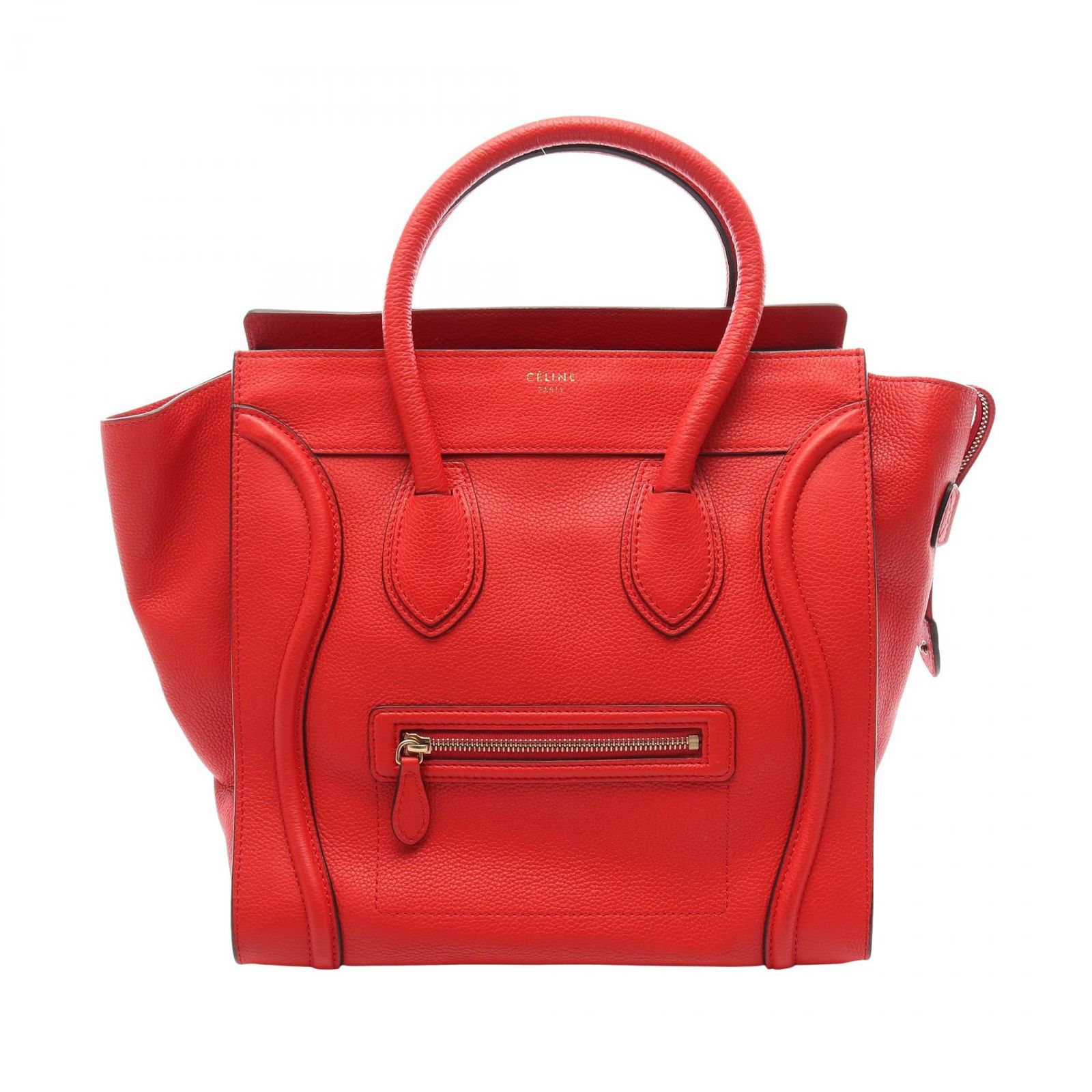 セリーヌ CELINE ハンドバッグ ラゲージ ミニショッパー レッド レザー ラゲージ ミニ ショッパー レディース Used B
