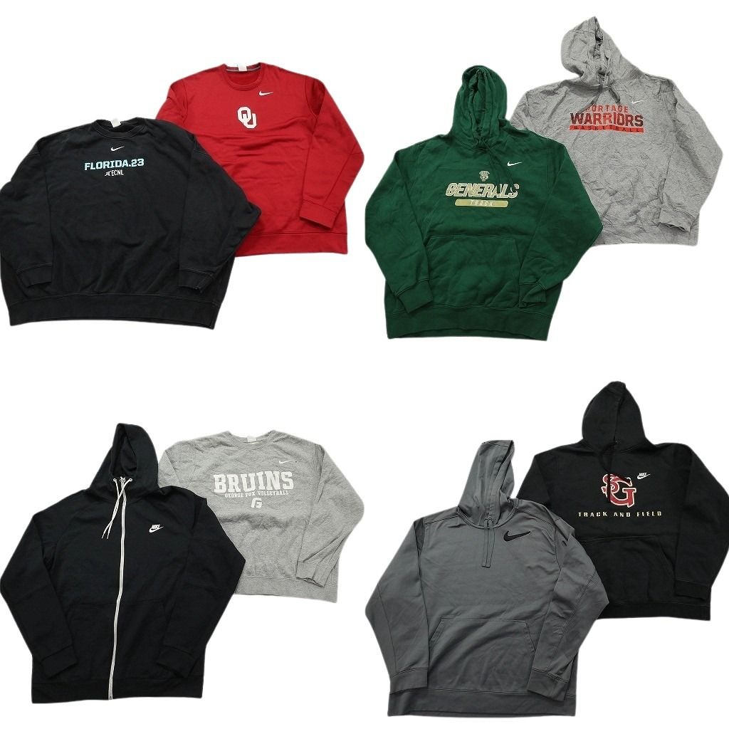 古着卸 まとめ売り ナイキ スウェット 8枚セット ( メンズ XL/L ) スウォッシュロゴ フーディー ジップパーカー 中古 古着 NF9295 10,366円