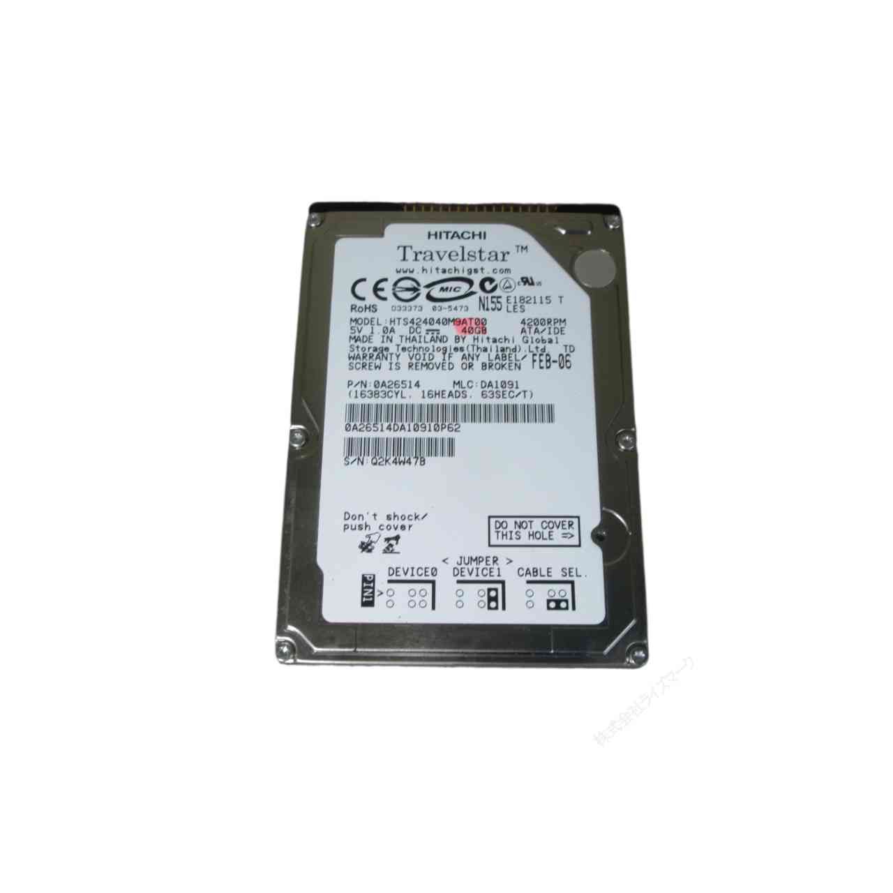 2.5インチHDD IDE ATA 40GB 日立 HTS42040M9AT00 保証付 [96948