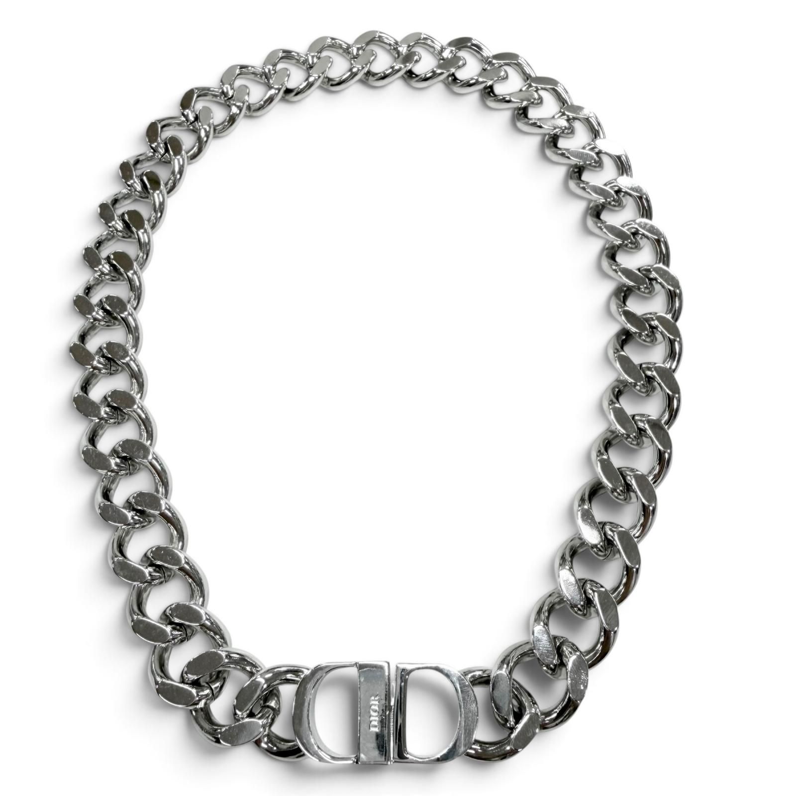 美品▼DIOR ディオール オム CD ICON アイコン チェーンリンク ネックレス シルバー メンズ レディース アクセサリー