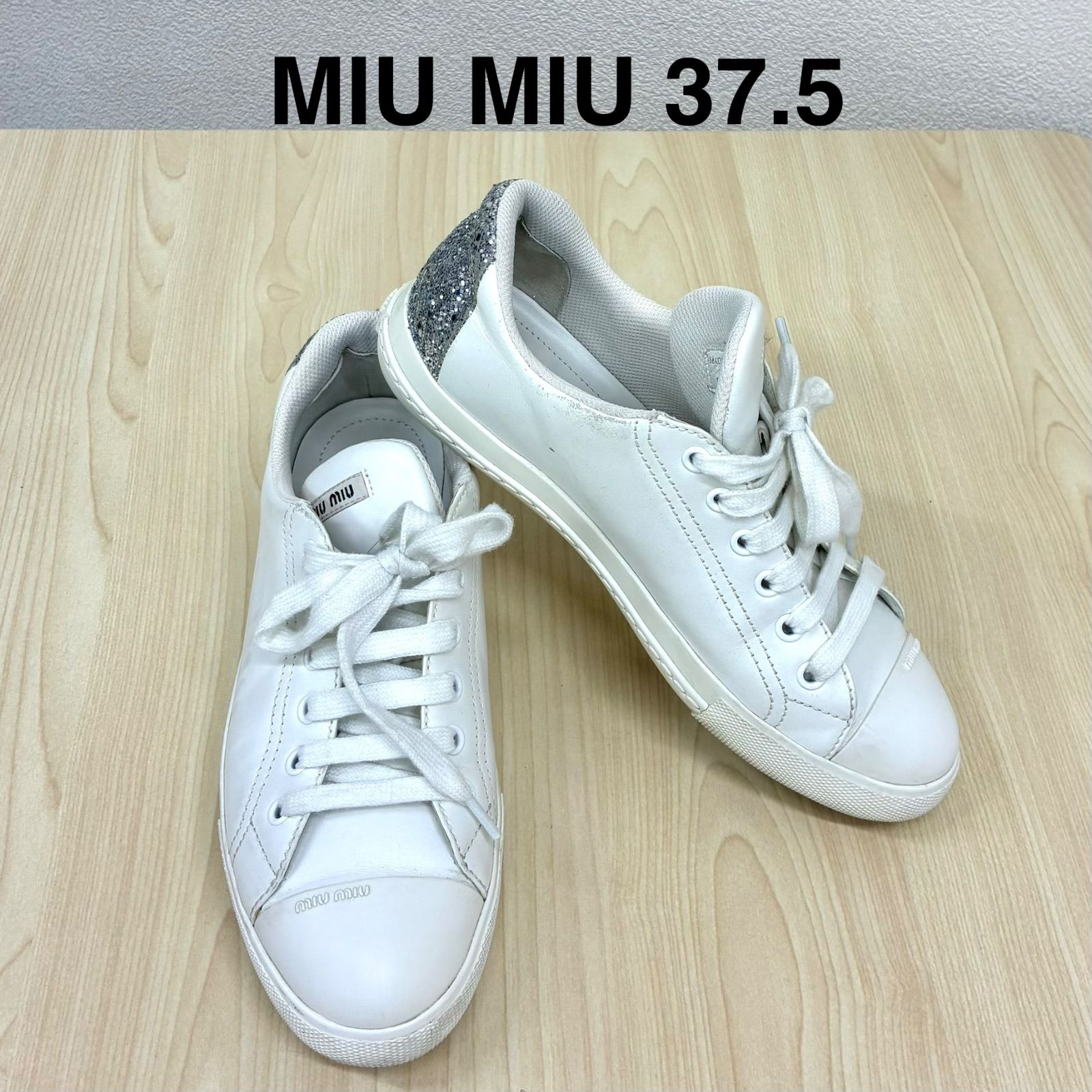 ミュウミュウ MIU MIU】グリッタースニーカー レザースニーカー EUR37