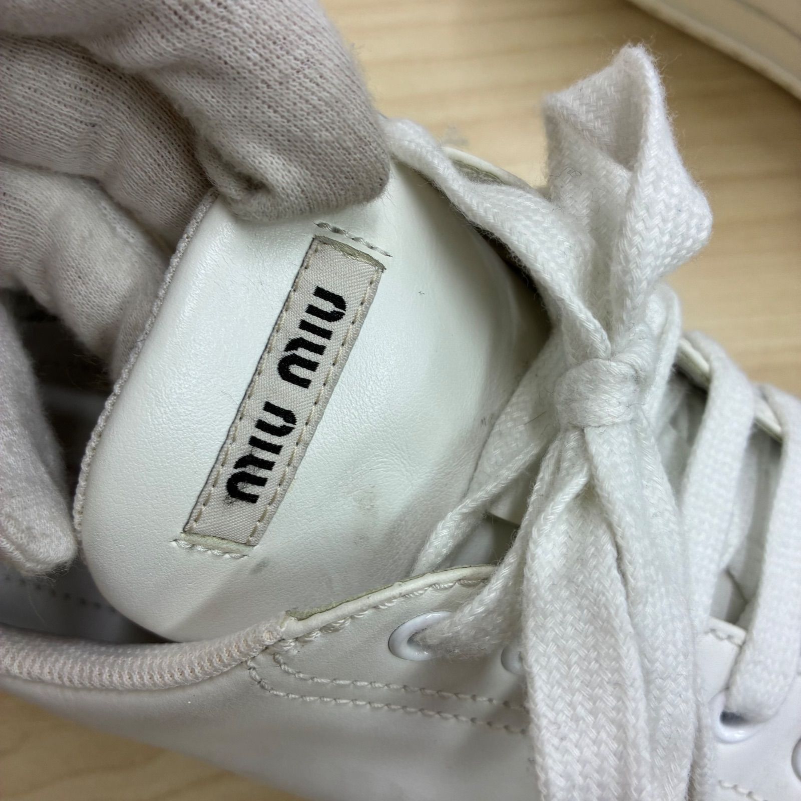 ミュウミュウ MIU MIU】グリッタースニーカー レザースニーカー EUR37