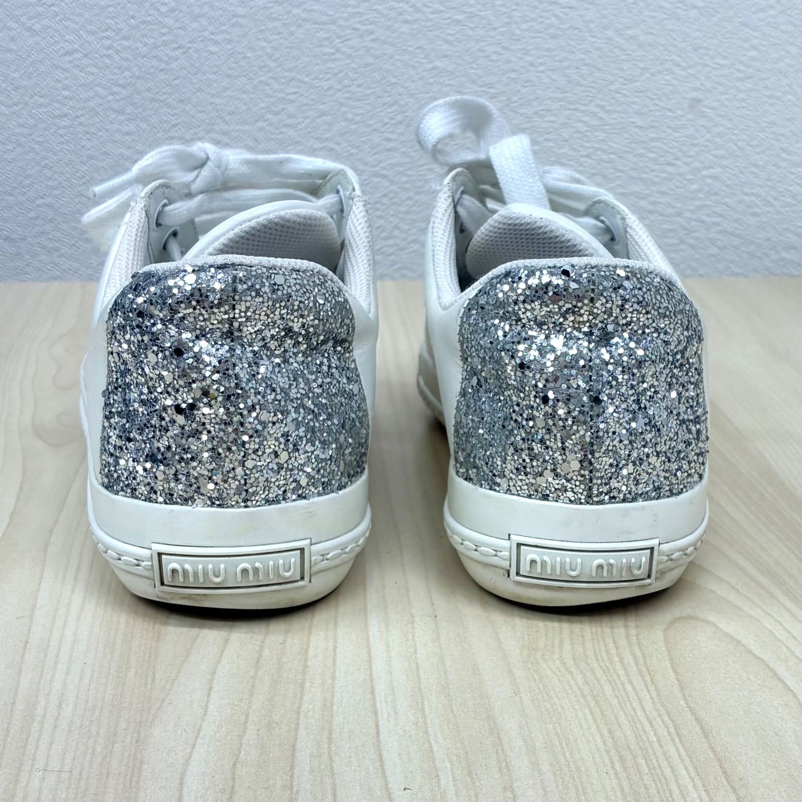 ミュウミュウ MIU MIU】グリッタースニーカー レザースニーカー EUR37