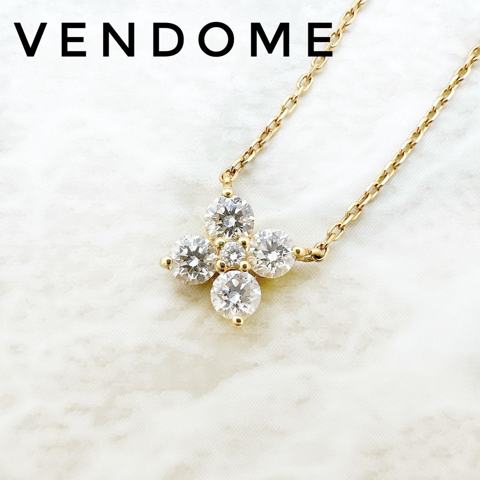 美品?VENDOME ダイヤモンド 0.28ct イエローゴールド ネックレス 約 45 cm U