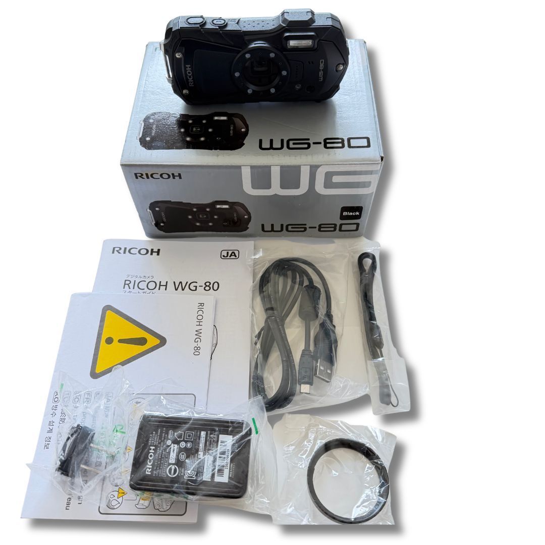 美品 RICOH WG-80 ブラック 防水デジタルカメラ 元箱付 純正バッテリー