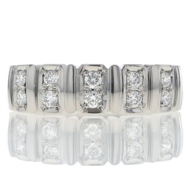 Ambrose Pt900 プラチナ リング ダイヤモンド 0.31ct オーセンテック ストライプ ライン 指輪 14号【新品仕上済】【zz】【中古】 73,150円