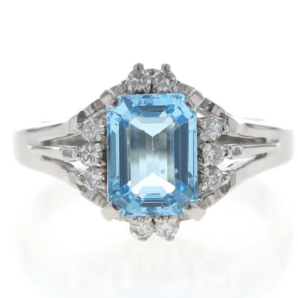Pt900 プラチナ リング ブルートパーズ 1.73ct ダイヤモンド 0.14ct