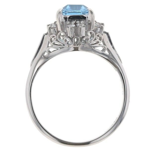 Pt900 プラチナ リング ブルートパーズ 1.73ct ダイヤモンド 0.14ct
