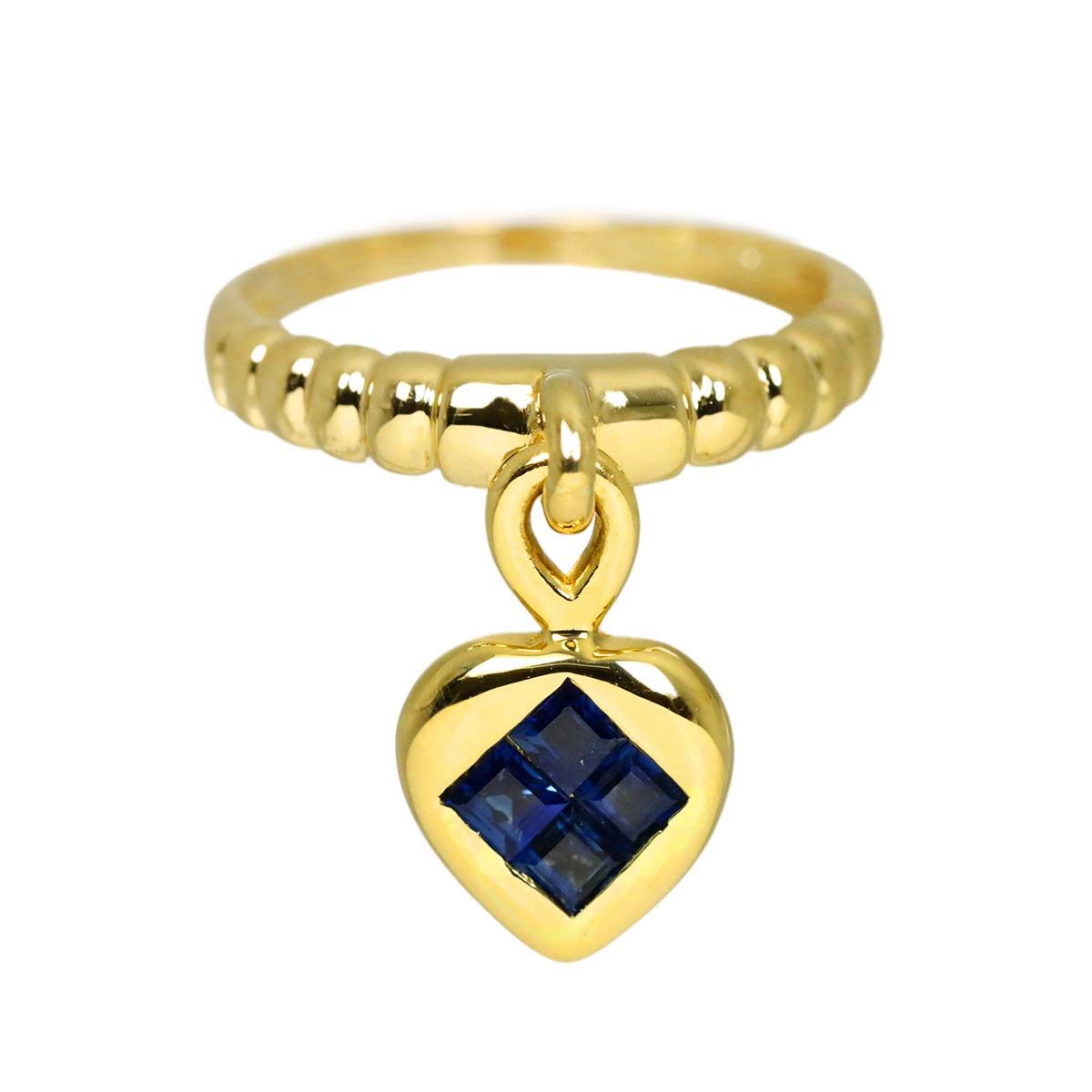 リング 7号 サファイヤ 0.40ct ダイヤ 0.07ct K18 YG イエローゴールド 750 指輪 Sapphire Ring 90327746