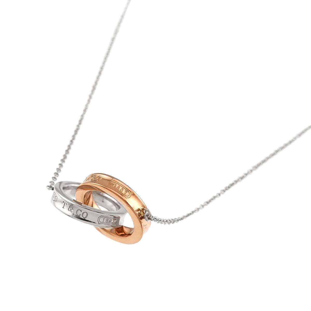 ティファニー TIFFANY&Co 1837 インターロッキング サークル ネックレス 40cm SV K18 PG シルバー ピンクゴールド 750　Necklace 90321608