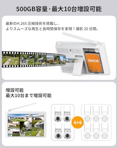 ★新品★【360°全方位監視・24時間録画】ACEMO 防犯カメラ 屋外 ワイヤレス モニター付き 無線 監視カメラ 夜間カラー暗視撮影 人体検知 自動追尾 投光威嚇 音声威嚇 警報通知 双方向音声通話 IP66防水防塵 簡単設定 室内 家庭 d2f11782