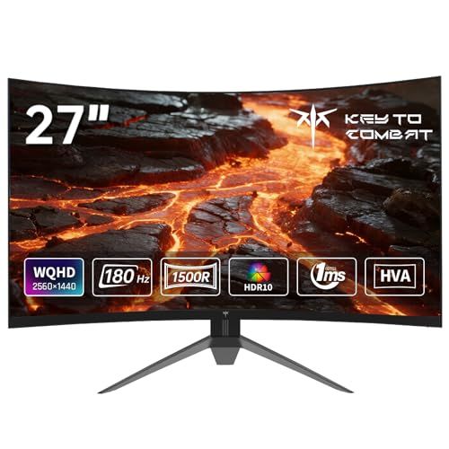 ★新品★KEY TO COMBAT 27インチ 湾曲ゲーミングモニター WQHD (2560x1440) 180Hz 1ms 5000:1コントラスト比 132%sRGB VAパネル FreeSync & G-Sync対応 HDR10 PS5 65a3e0e7