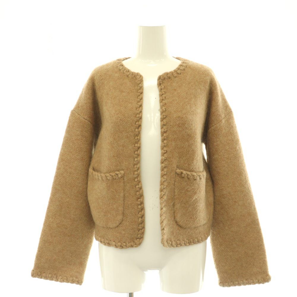 ラマイユセザンヌ LA MAILLE SEZANE LUCIE ジャケット ニット ノーカラー キッドモヘア ブラウン /HK ■OS 9,288円