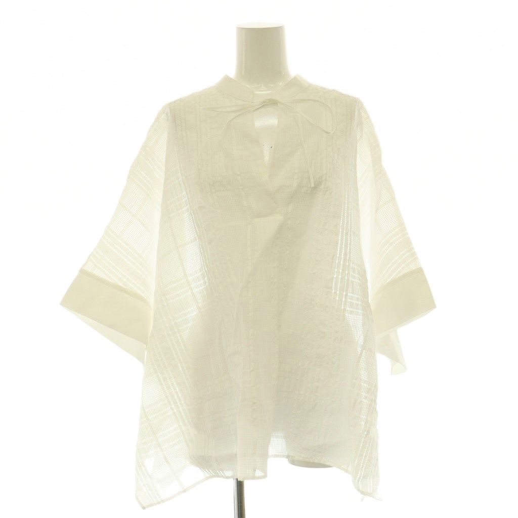 カレンソロジー Curensology 26SS シアーチェックブラウス 七分袖 F ホワイト /HK ■OS
