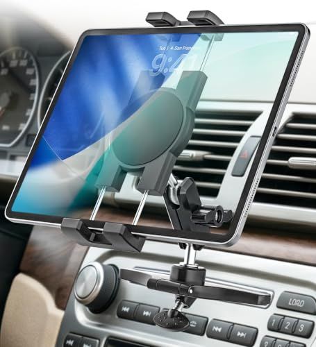 車載 CDスロット タブレットホルダー【強化金属アーム&高さ調整】CDプレーヤー タブレット/スマホスタンド 安定性拔群 | 360度回転 簡単取付 シリコン保護 傷つけない設計 日本語説明書付き iPad Pro 12.9 Air Mini e4676e1f 6,776円