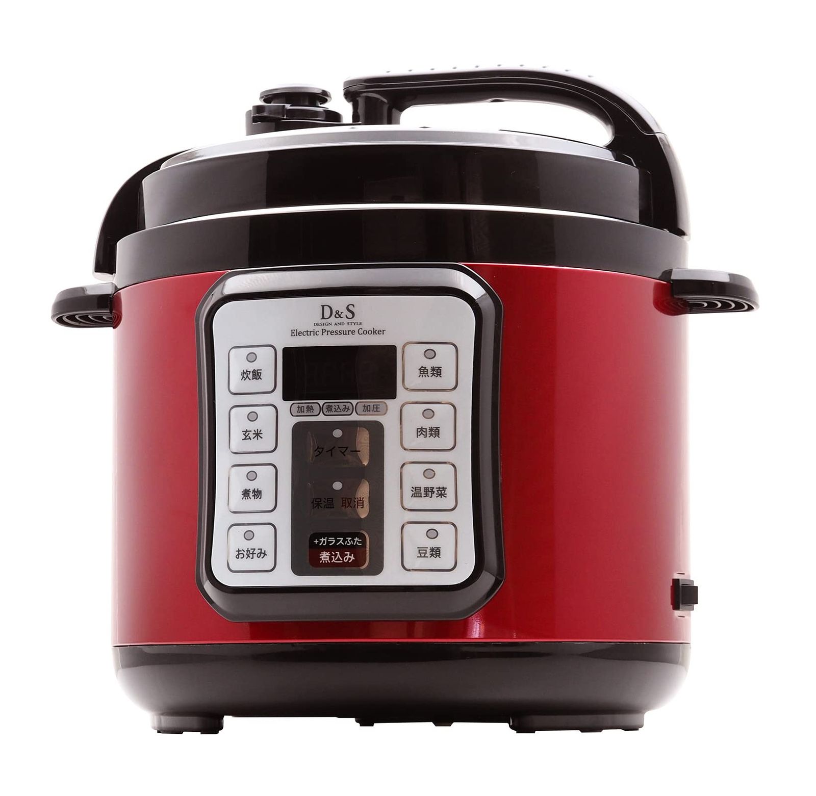 D&S ディーアンドエス 食材を入れてタイマーを押すだけ簡単調理電気圧力鍋 4.0L レッド ほったらかし電気圧力鍋 手軽に圧力調理 タイマー機能付き 再加熱もできるガラス蓋付き STL-EC50R★
