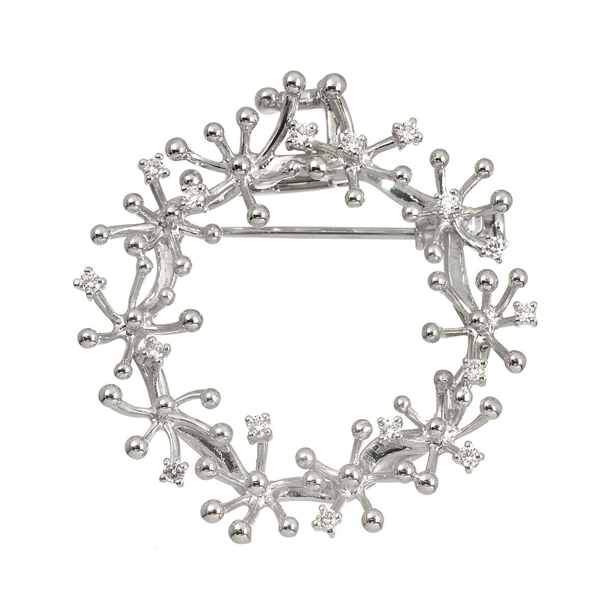 タサキ TASAKI ダイヤ 0.17ct ブローチ K18 WG ホワイトゴールド 750 田崎真珠 Diamond Brooch 90330265