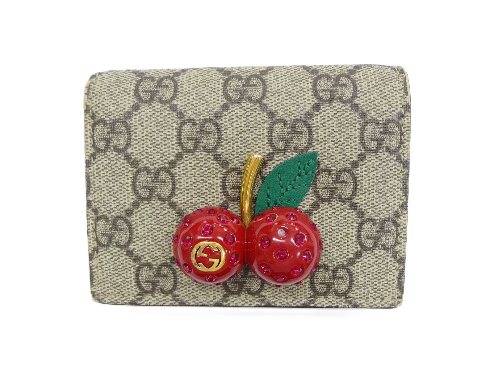 GUCCI グッチ GGスプリーム チェルー サクランボ 二つ折り 財布 コンパクト 476050