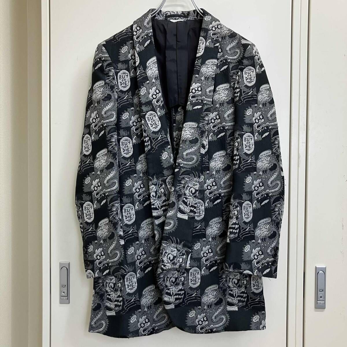 19AW COMME des GARCONS HOMME PLUS ジャガードガウンジャケット テーラードジャケット サイズS 総柄 コムデギャルソンオムプリュス
