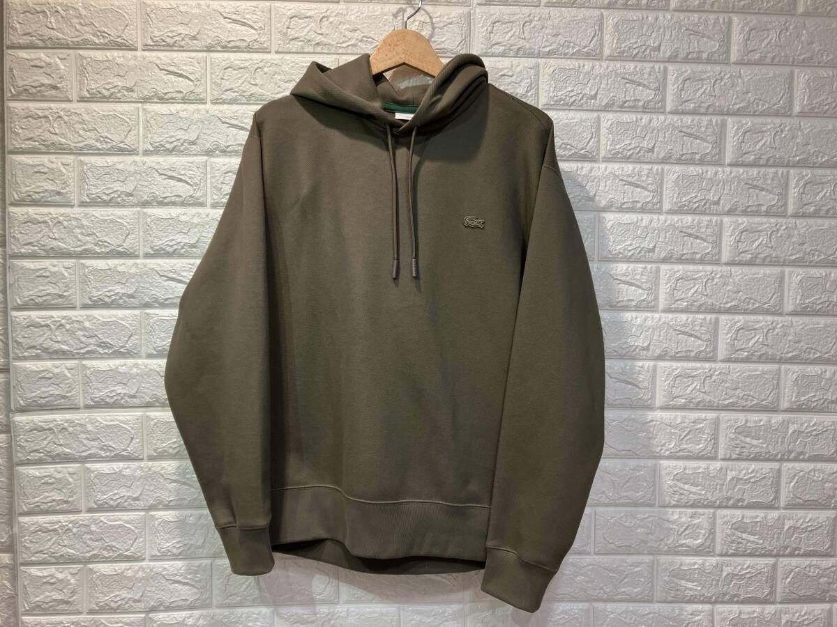 　LACOSTE ラコステ　鹿の子ニットワントーンフーディー　プルオーバーパーカー　パーカー　SH9354 サイズM カラー　ダークグリーン