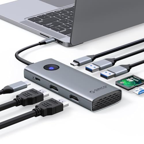 ORICO 8 in 1 ドッキングステーション 2*HDMI出力 USB Cハブ 4K@60Hz SD/TF同読 5Gbps USB-A*2/USB-C*1 100W PD充電 MacBook Air/Pro, Dell XPS, iPad Proに対応 6,993円