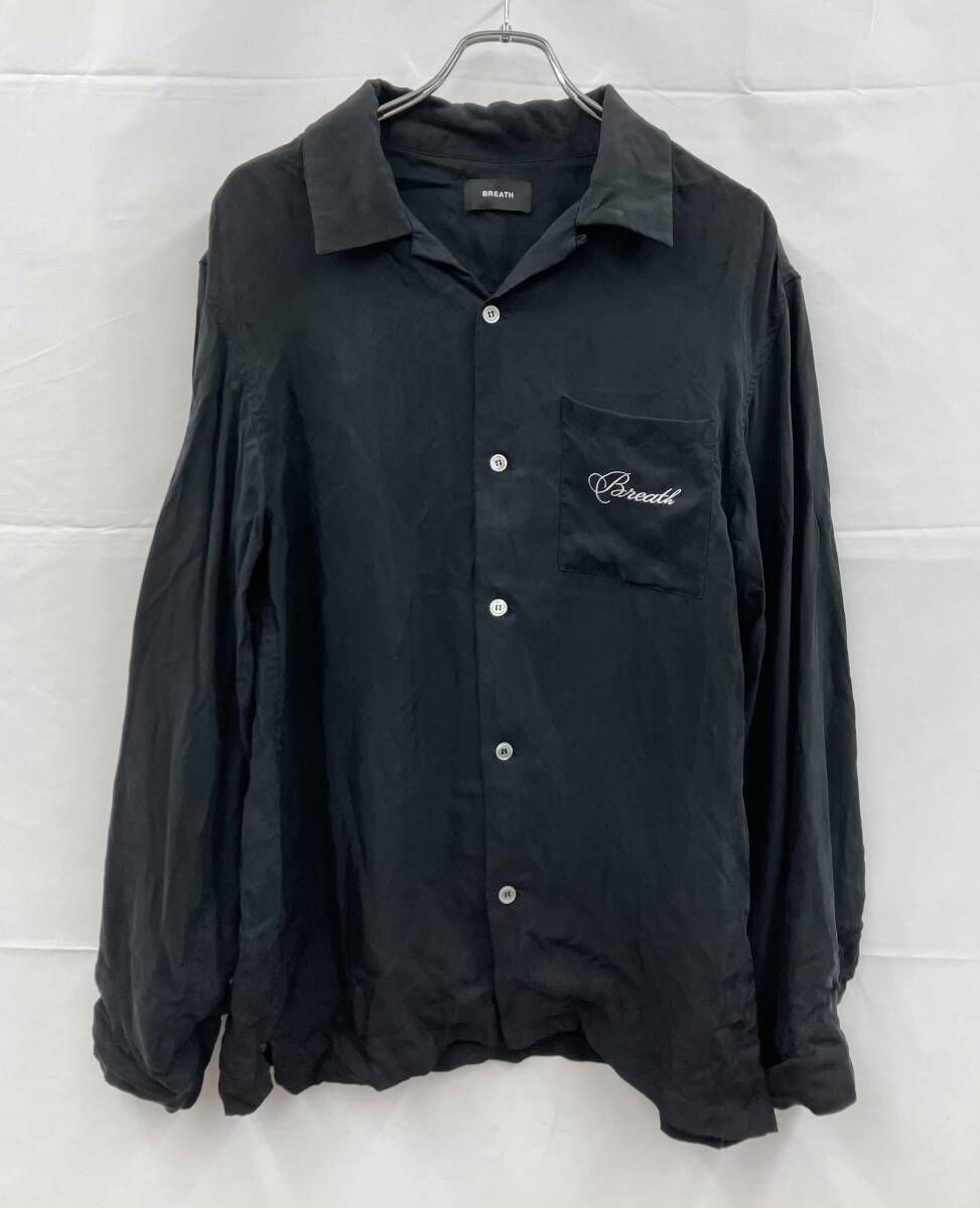 BREATH ブレス 長袖シャツ SCRIPT LOGO SATIN SHIRT スクリプトロゴサテンシャツ BR25SS-S2001 L ブラック 通年