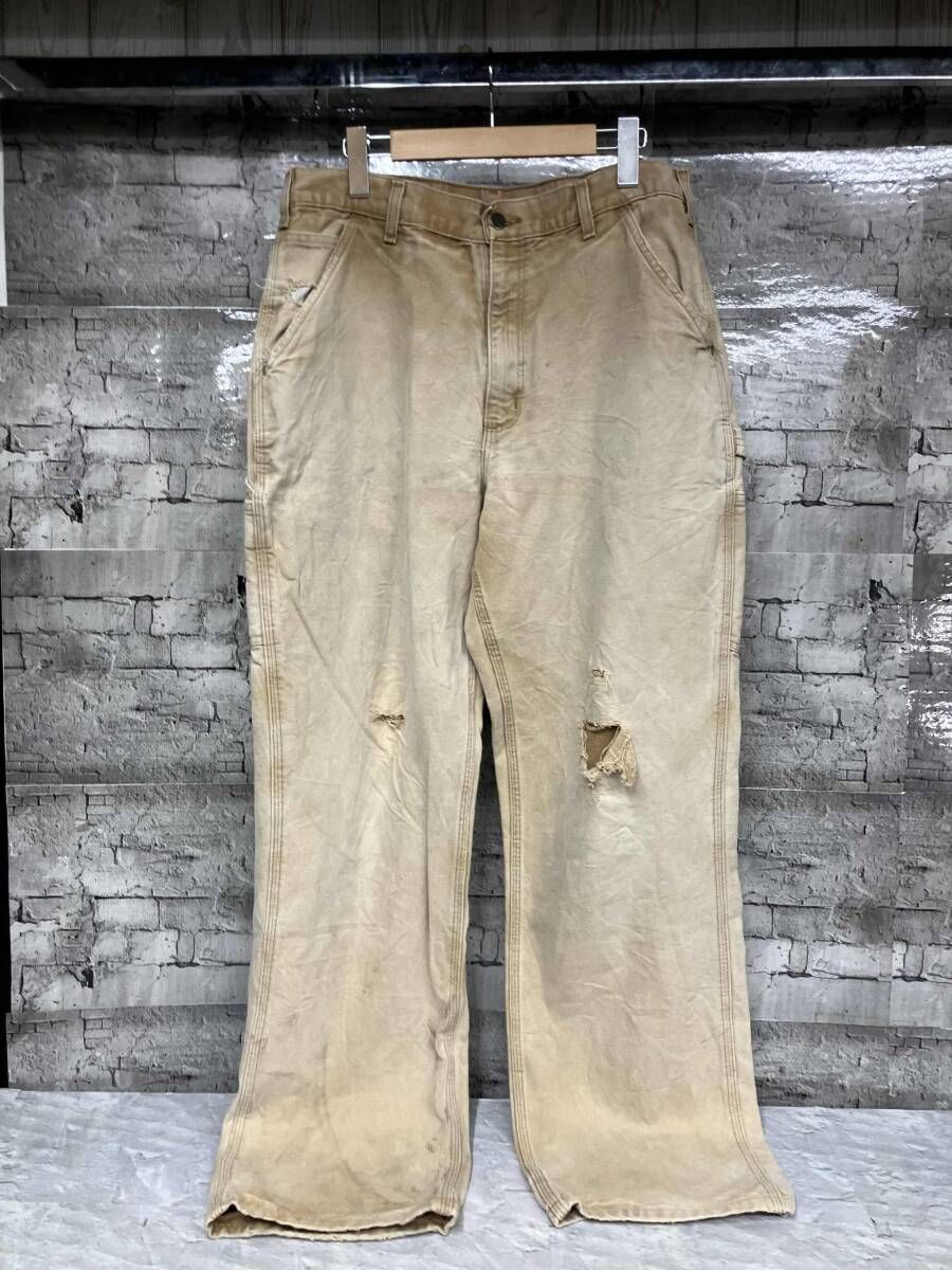 アイボリー Carhartt 綿パン B11 ウォッシュドタグ ペインターパンツ