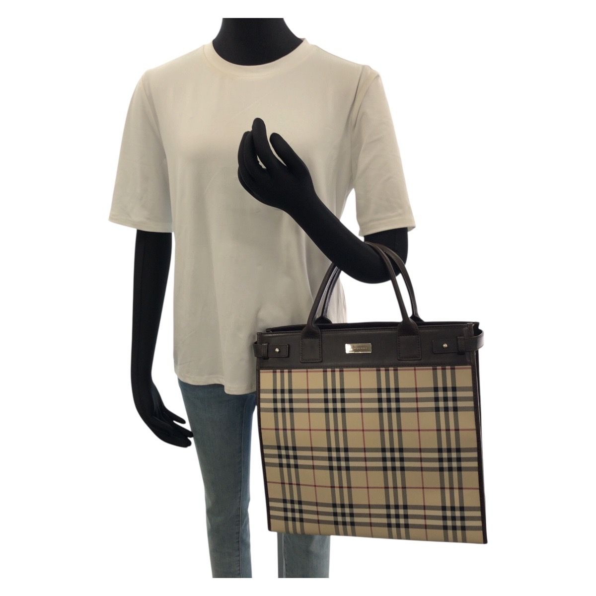 美品 BURBERRY バーバリー チェック柄 ベージュ ダークブラウン