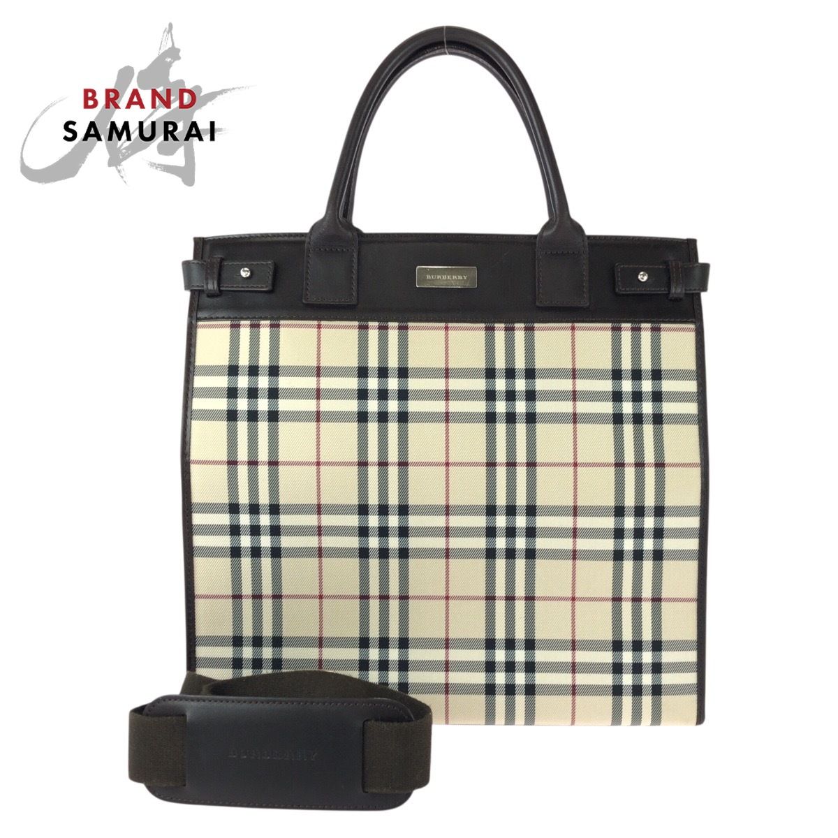美品 BURBERRY バーバリー チェック柄 ベージュ ダークブラウン