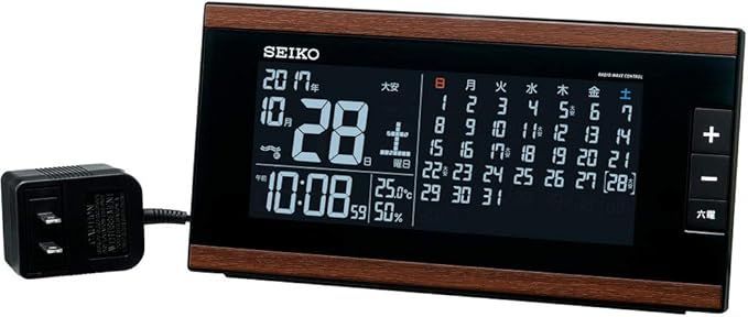 セイコークロック(Seiko Clock) セイコー クロック 目覚まし時計 電波 交流式 デジタル マンスリーカレンダー機能 六曜表示 茶 木目 模様 DL212B SEIKO 6,660円