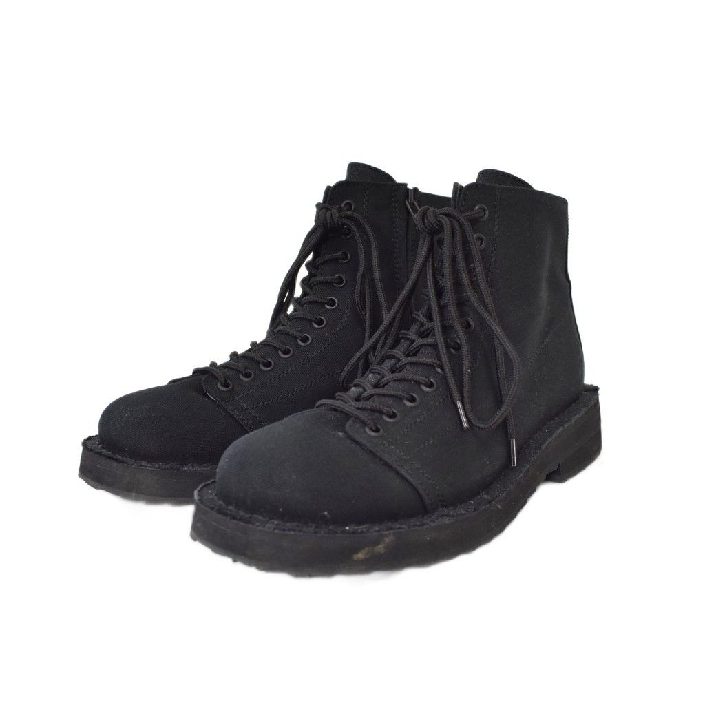 グラウンドワイ ヨウジヤマモト GroundY COTTON CANVAS LACE-UP BIKER BOOTS コットン キャンバス レースアップ バイカーブーツ 5 黒 ブラック GA-E01-060
