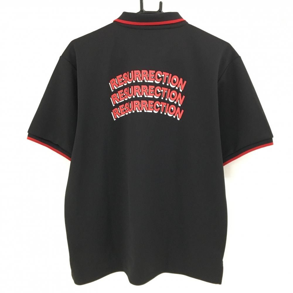 美品】レザレクション 半袖ポロシャツ 黒×レッド メンズ XL ゴルフ