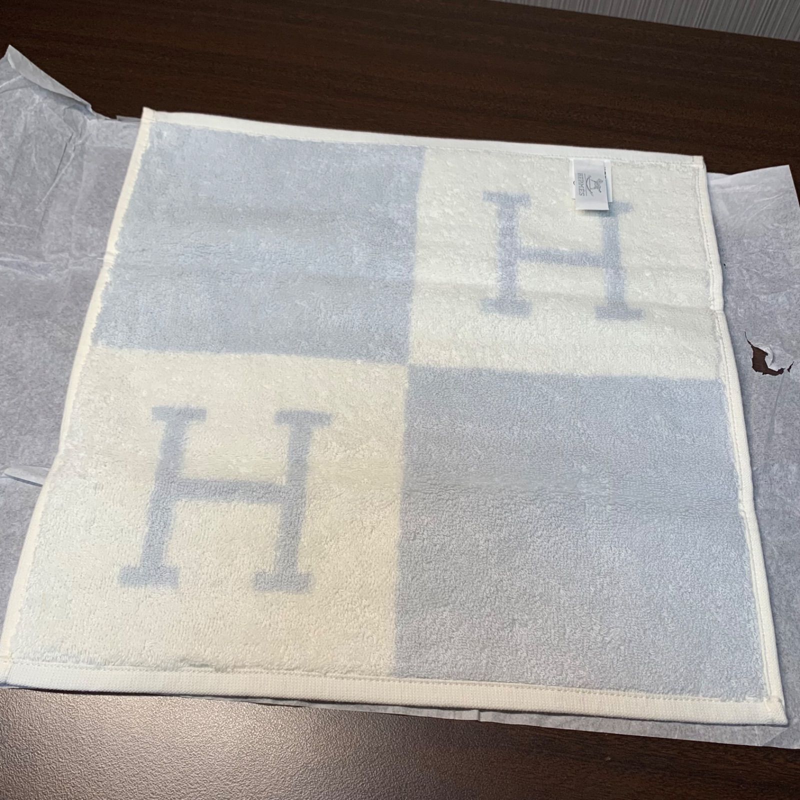 F370 未使用 HERMES ハンドタオル コットン100% エルメスカレ