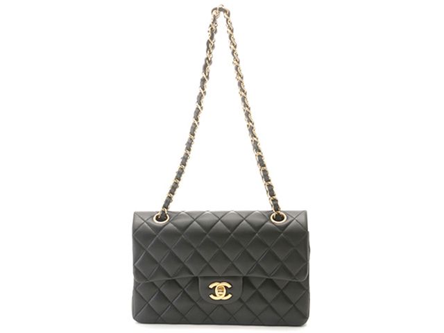 CHANEL シャネル マトラッセWフラップ23 Wチェーンショルダー ブラック/SV ラムスキン A01113 ショルダーバッグ ラムスキン ブラック レディース【中古】