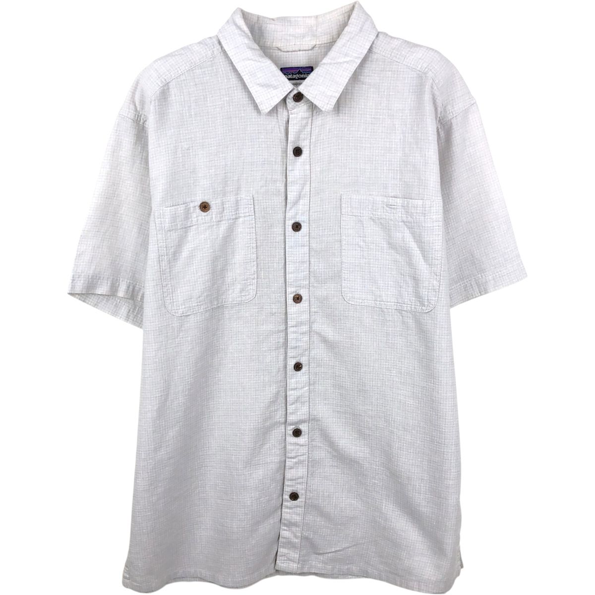 古着 パタゴニア Patagonia 53138SP13 チェック柄 半袖 オープンカラー オーガニックコットン×リネンシャツ ボックスシャツ/eaa665180