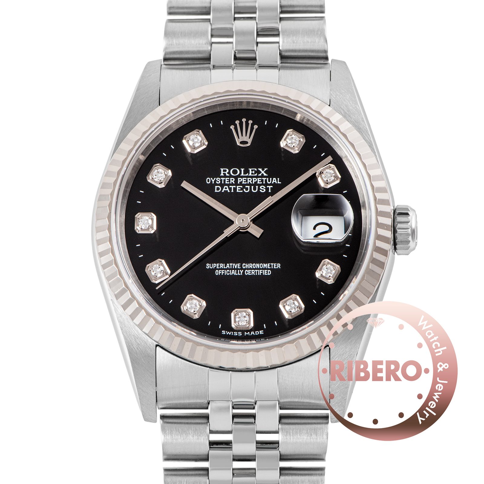 ROLEX ロレックス 16234G Y番 ブラック10Pダイヤ SS/WG【中古】 ROLEX ロレックス 16234G Y番 ブラック10Pダイヤ SS/WG【中古】 - メルカリ