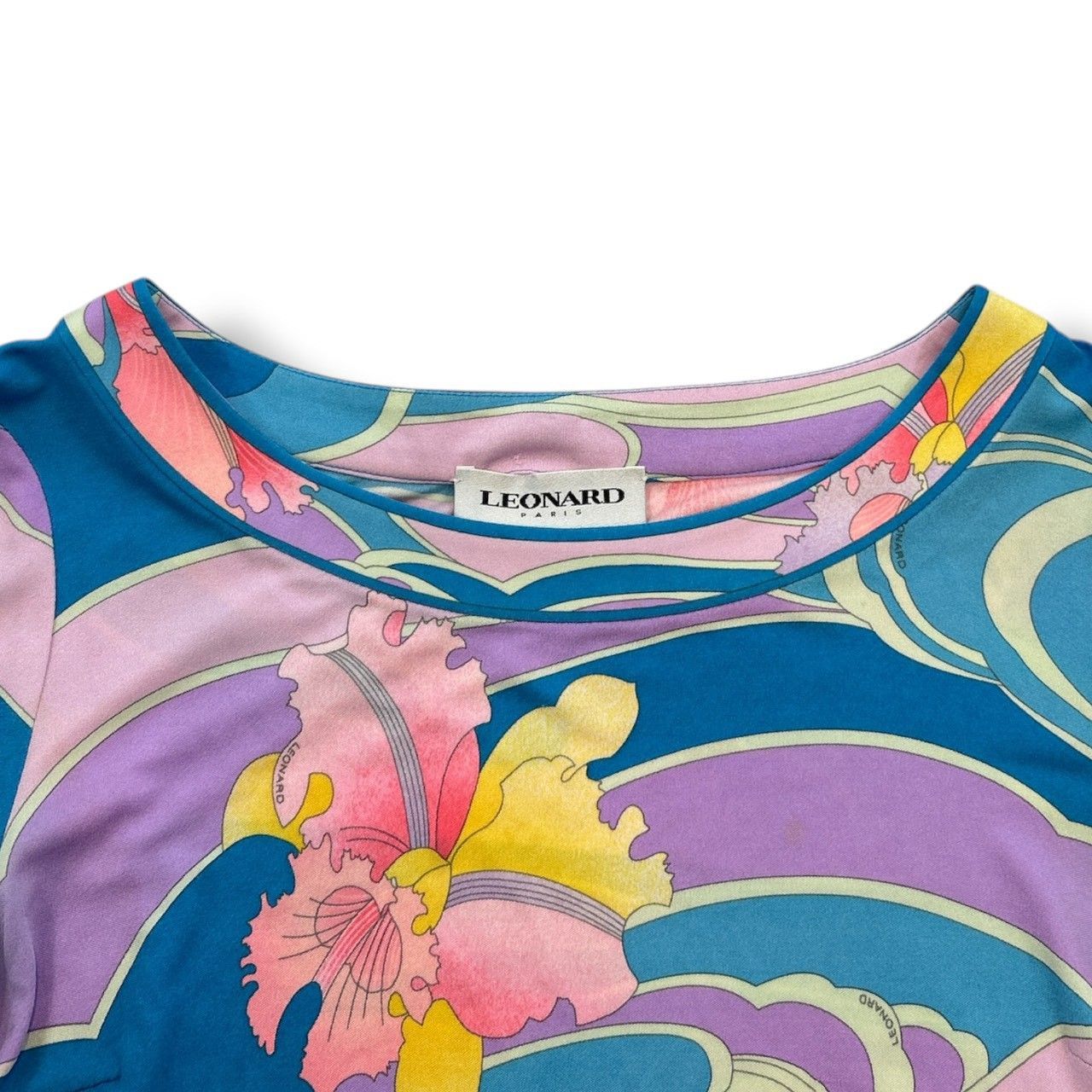 LEONARD paris レオナール 絹100％ シルクワンピース ロング丈 総柄